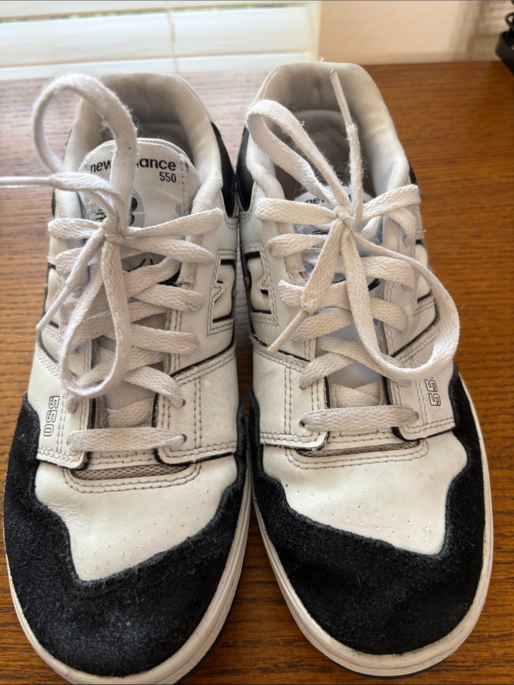 New Balance Kids 550 White and Black Lace-Up Sneakers